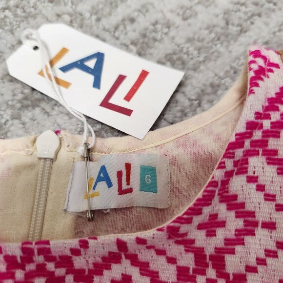 LALi girl's sleeveless shift tank pink gold white dress size 6 - Picture 2 of 10